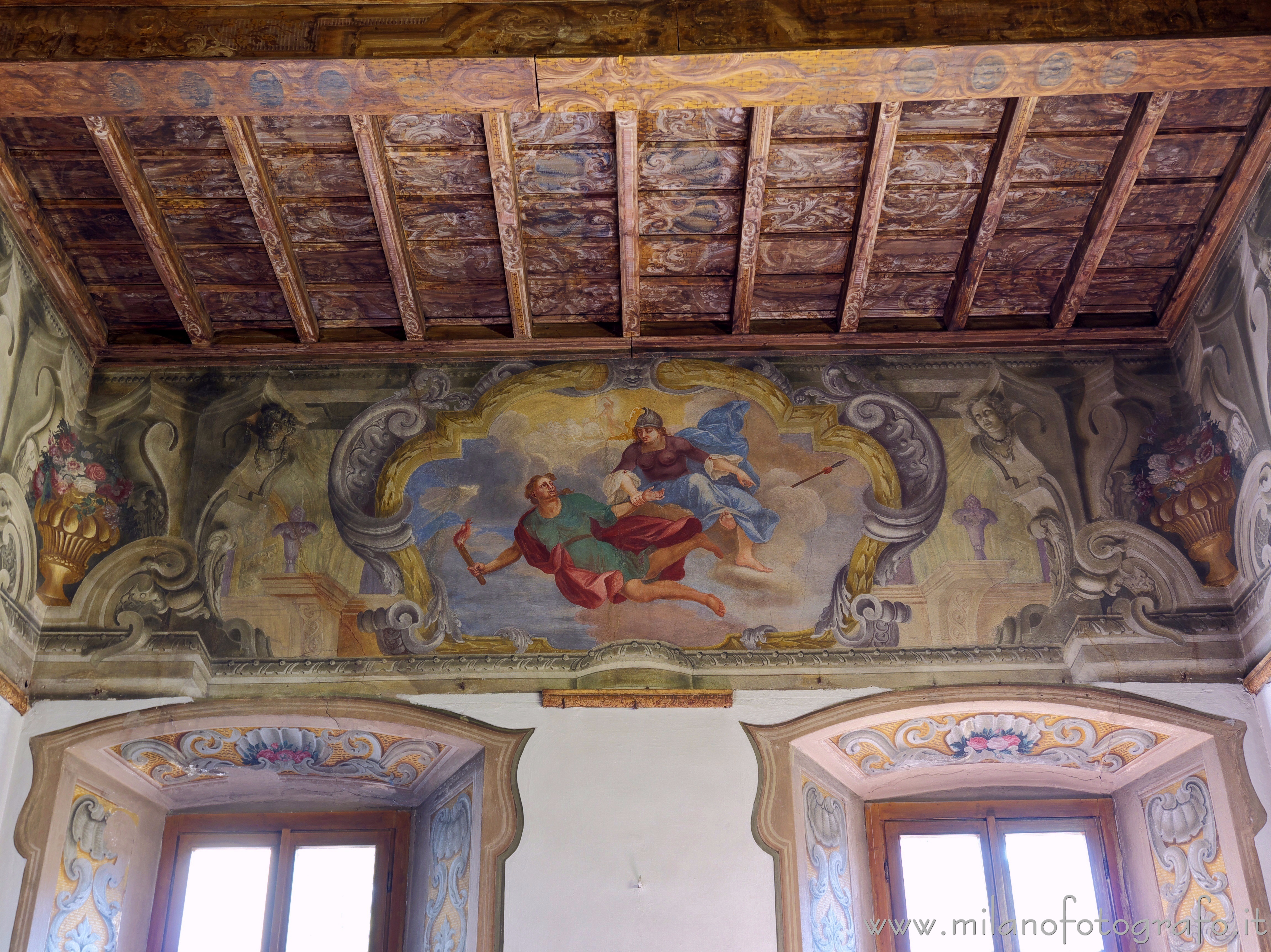 Vimercate (Monza e Brianza, Italy) - Minerva inciting Prometheus in one of the rooms of Trotti Palace